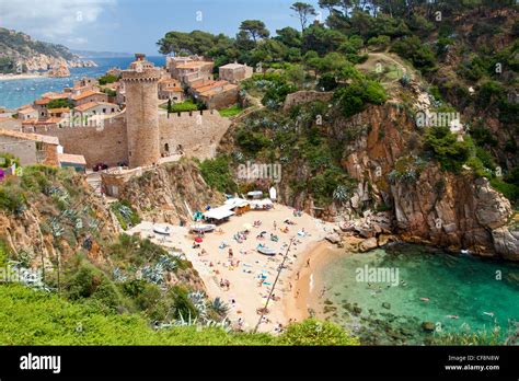 Spain Europe Girona Province Costa Brava Coast Tossa De Mar Stock