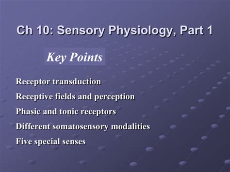 Chapter 10 Sensory Physiology