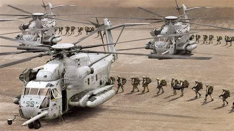 Massive US Marines CH 53 Helicopters Invasion During Live Exercise