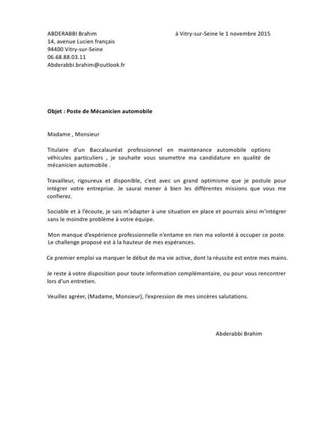 Lettre De Motivation Mecanicien Automobile Apprentissage Laboite Cvfr