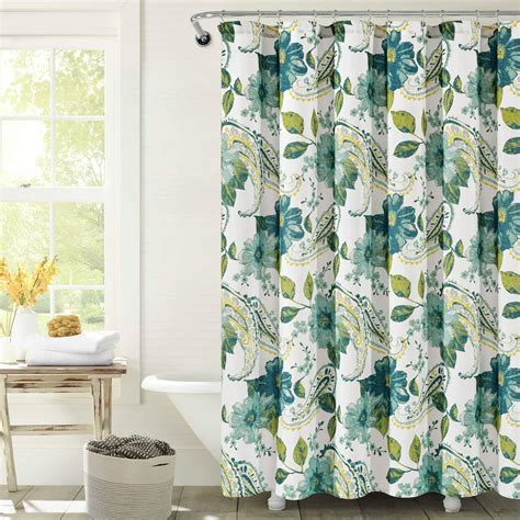 Lush Decor Floral Paisley Polyester Shower Curtain 72x72 Blue Single