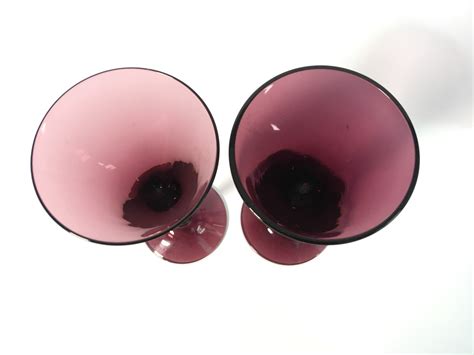 5 Vintage Purple Cordials Or Dessert Wine Or Cocktail Glasses Set Of