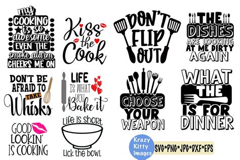 Funny Kitchen Sayings Svg Bundle Kitchen Quotes Dishes Are Etsy