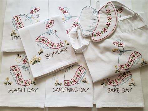 Hand Embroidered Flour Sack Towels Tea Towels Dish Towels Etsy