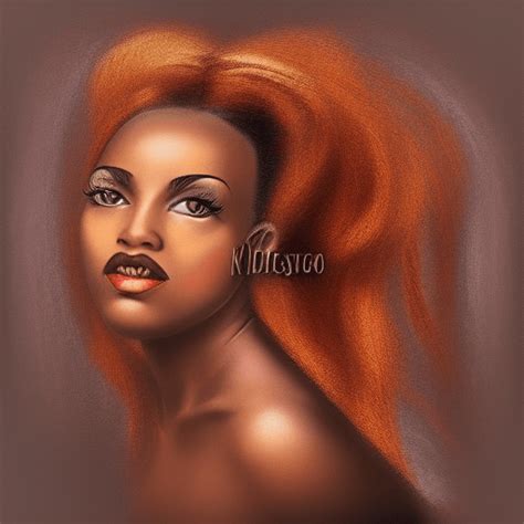Art Deco Dark Skinned Woman With Blonde Hair And Copper Highlights