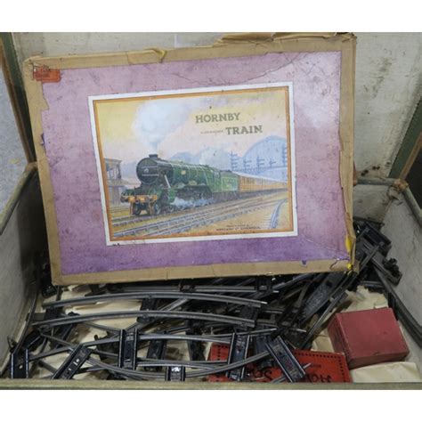 A Boxed Hornby Gauge Clockwork Train Set An Rs Barrel Wagon And