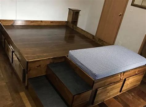 You Can Get A Wooden Kingsize Bed With An Extra Bed At The End For Your