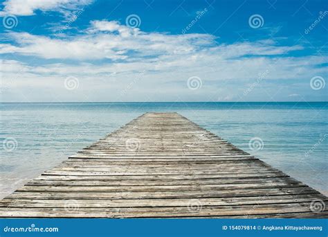 Beautiful Seascape Tropical View Of Wooden Bridge Bring To The Sea With