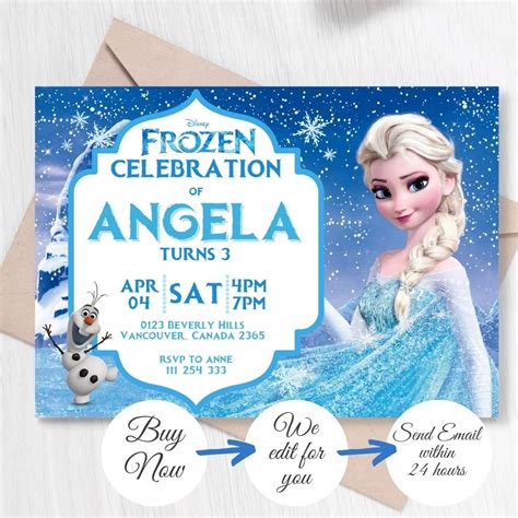Frozen Elsa 004 Birthday Template Invitation Customize Design