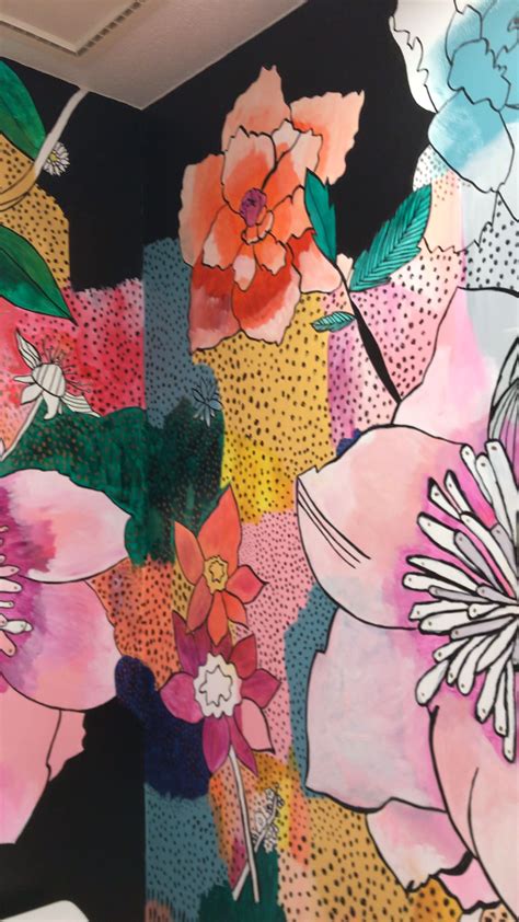 Video Of Hand Painted Floral Bathroom Mural By Artist Jill Block