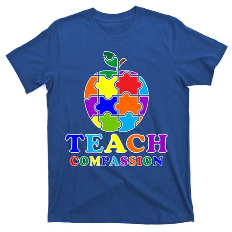 Teach Compassion Autism Awareness Teacher Apple Puzzle T Shirt
