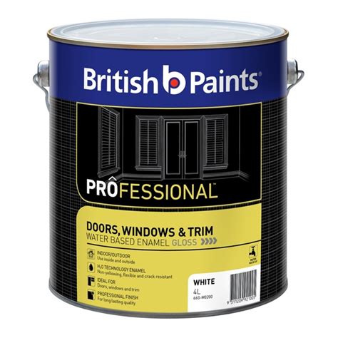 British Paints Professional 4l White Water Based Enamel Gloss In