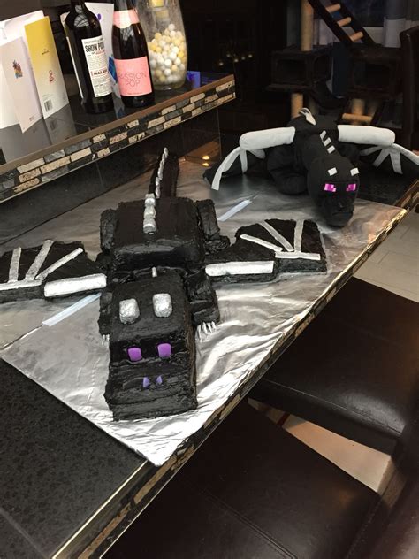 Twinsies Stuffed Ender Dragon And Our Cake Minecraft Birthday Minecraft Birthday Minecraft
