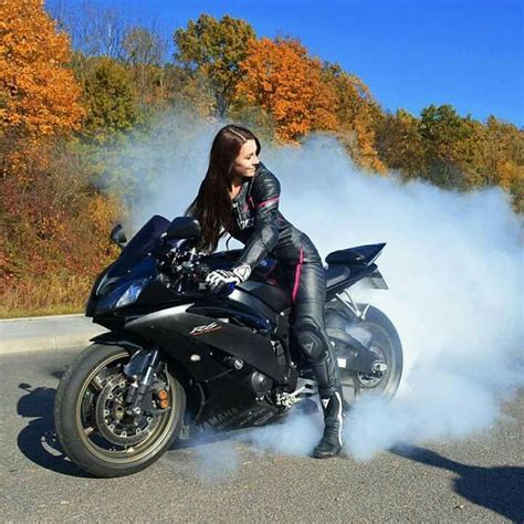 Somethings Burning Babe Biker Girl Motorbike Girl Motorcycle Girl