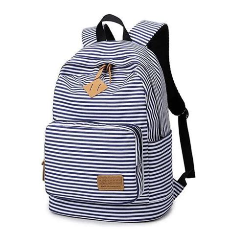 High Quality Women Canvas Backpacks Stripe Bags School Bag College