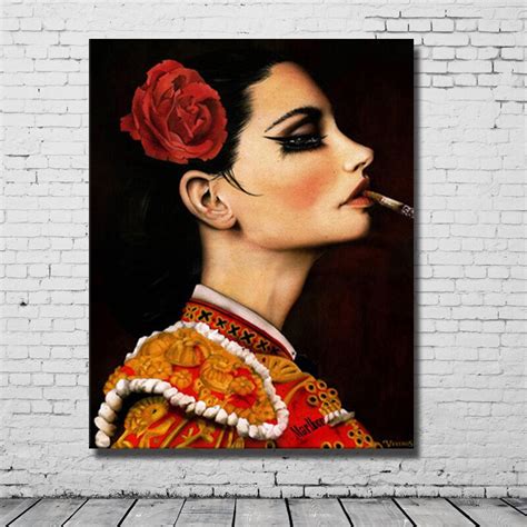 Smoking Girl Picture Modern Abstract Acrylic Painting For Home Sense