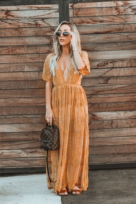 Fall Transitioning La Style Palm Springs Outfit Yellow Maxi Dress