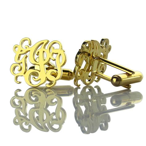 Wholesale Cut Out Monogrammed Cufflinks Gold Color Wedding Cufflinks