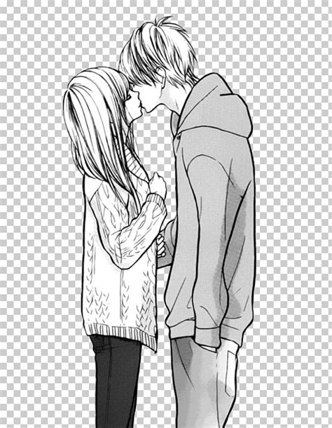 Hombre Besando A Mujer Anime Dibujando Manga Beso Blanco Y Negro