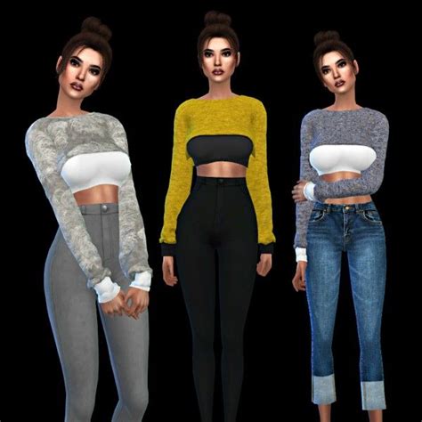 Leo 4 Sims Rin Crop Sweater Sims 4 Downloads Cropped Sweater Sims