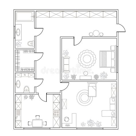 Two Apartment Plan Design Stock Illustrations 522 Two Apartment Plan
