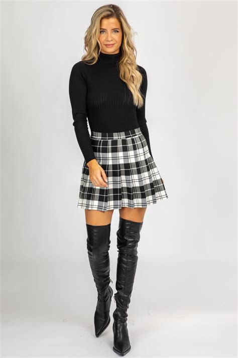 Black Plaid Pleated Mini Skirt Cute Skirt Outfits Tartan Skirt