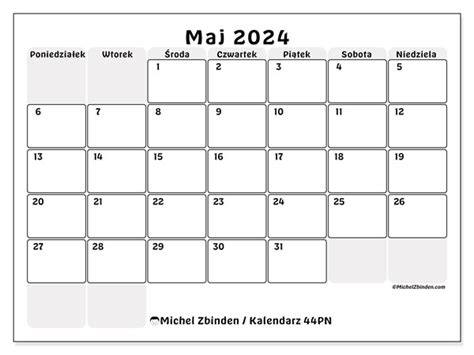 Kalendarz Maj 2024 Do Druku “45pn” Michel Zbinden Pl