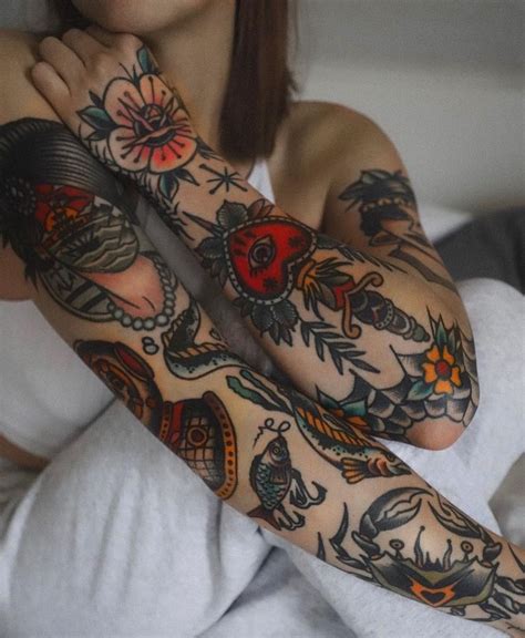 𝗧𝗥𝗔𝗗𝗜𝗧𝗜𝗢𝗡𝗔𝗟𝗦 𝗧𝗔𝗧𝗧𝗢𝗢𝗦 ★ on instagram “tattoos on carmenkerwer 🔥 traditiona… sleeve