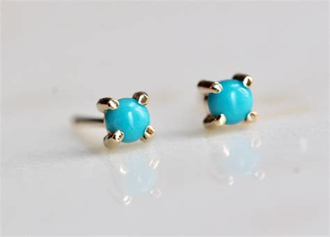 K Gold Turquoise Studs