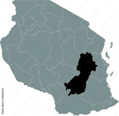 Black Highlighted Location Map Of The Tanzanian Morogoro Region Inside