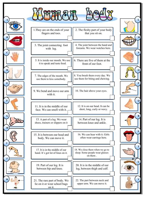 Body Part Vocabulary Games Richard Spencers English Worksheets
