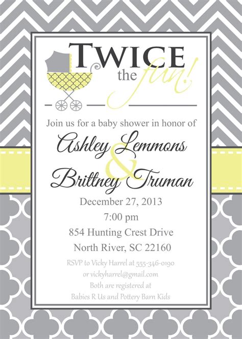 Double Baby Shower Invitation Gender Neutral Baby Shower Etsy