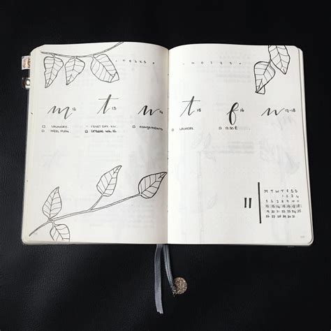 Bullet Journal Weekly Layout Hand Lettering Minimalist Daily Headers Plant Drawing Hey