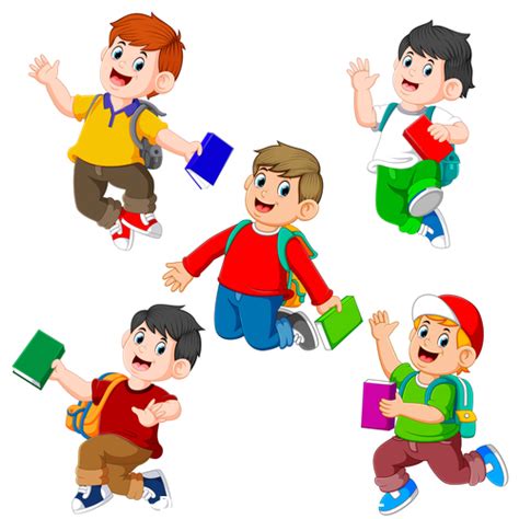 Happy Little Boys Cartoon Illustration Vector Free Download