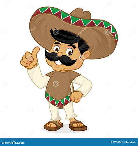 Mexican Man Cartoon Giving Thumbs Up Stock Vector Illustration Of