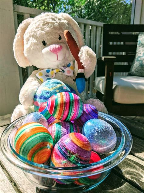 Dying Easter Eggs With Easter Bunny ðŸ ° Stock Photo Image Of Bowl