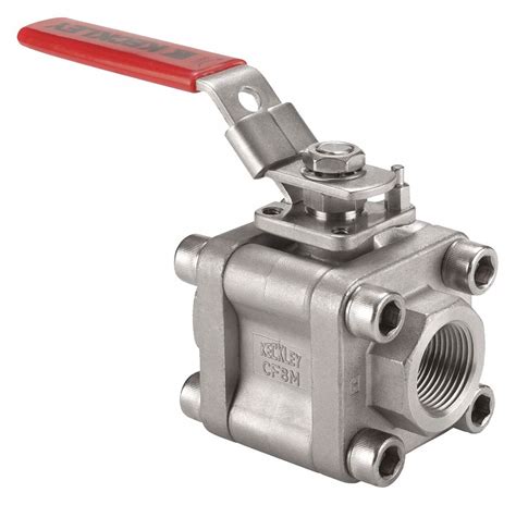 Keckley Ball Valve 316 Stainless Steel Inline 3 Piece Pipe Size 1