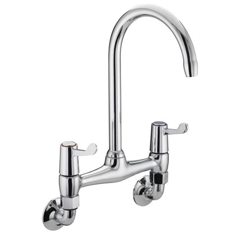 Bristan Value Lever Wall Mounted Bridge Kitchen Sink Mixer With 6