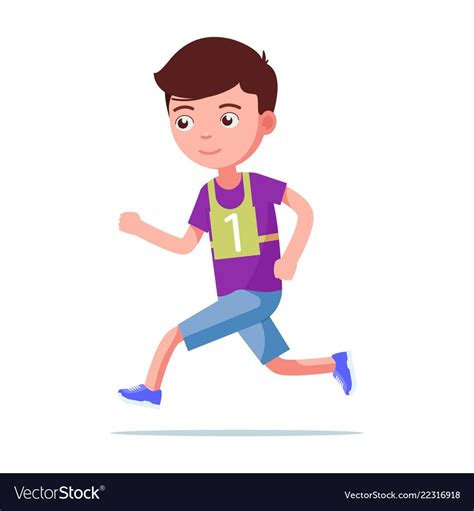 Cartoon Boy Running Marathon Royalty Free Vector Image Cartoon Boy
