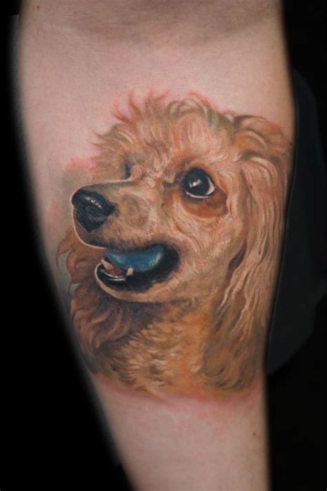 Realistic Poodle Dog Color Tattoo Made By Giena Revess In Warzaw