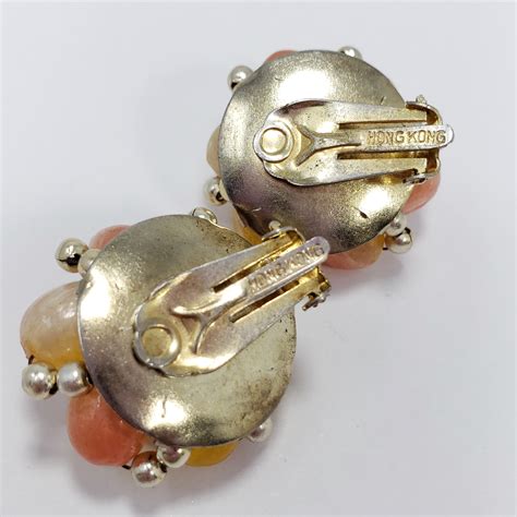 Vintage Cluster Bead Clip On Earrings Hong Kong Vintage Loft