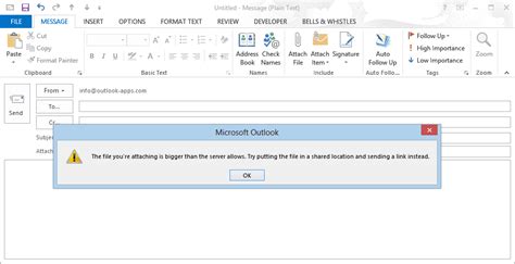 Outlook 2013 Max File Limit The File You Re Attaching Is Bigger Than