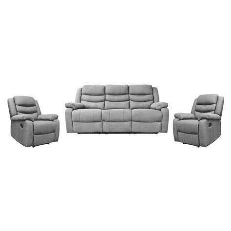 Cleveland 3 Piece Fabric Recliner Sofa Suite 311 Seater Grey