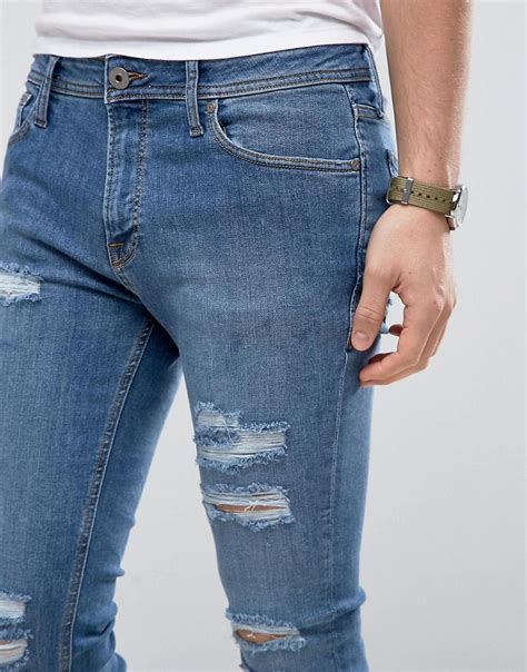 Lyst Jack And Jones Intelligence Jeans In Skinny Fit Ripped Denim In
