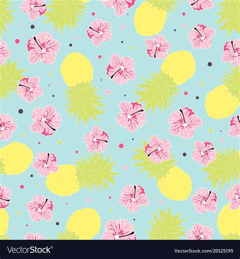 Pattern With Pineapple And Flowers Royalty Free Vector Image