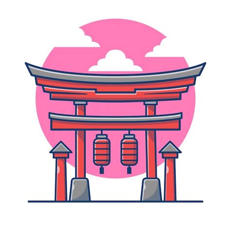 Premium Vector Torii Gate Cartoon Illustration