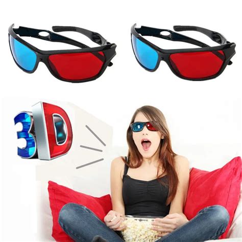 2 Pairs Black Frame 3d Glasses Red Blue Lens Virtual Reality For Xgimi Universal Video Movie