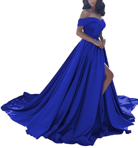 Prom Dress Off Shoulder Satin Prom Dresses Long Ball Gown Split Wedding Evening Gowns For Women
