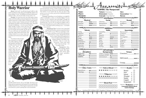 Assamite Clanbook Holy Warrior Template Illustrations De Personnages
