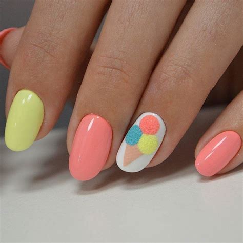 39 Summer Nails Art Ideas With Fresh Sunny Vibe With Images Rounded